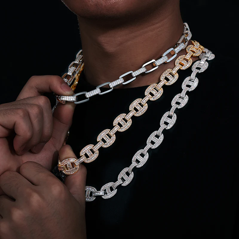 11MM MOISSANITE CUBAN BOX LINK CHAIN NECKLACE/BRACELET IN STERLING SILVER - Image 3