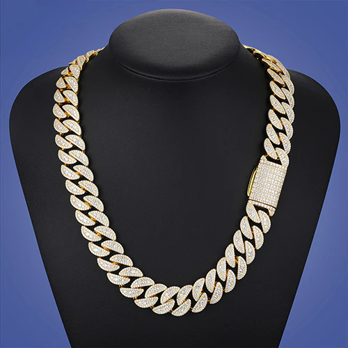18MM MOISSANITE LEAF CUBAN LINK CHAIN NECKLACE/BRACELET IN STERLING SILVER