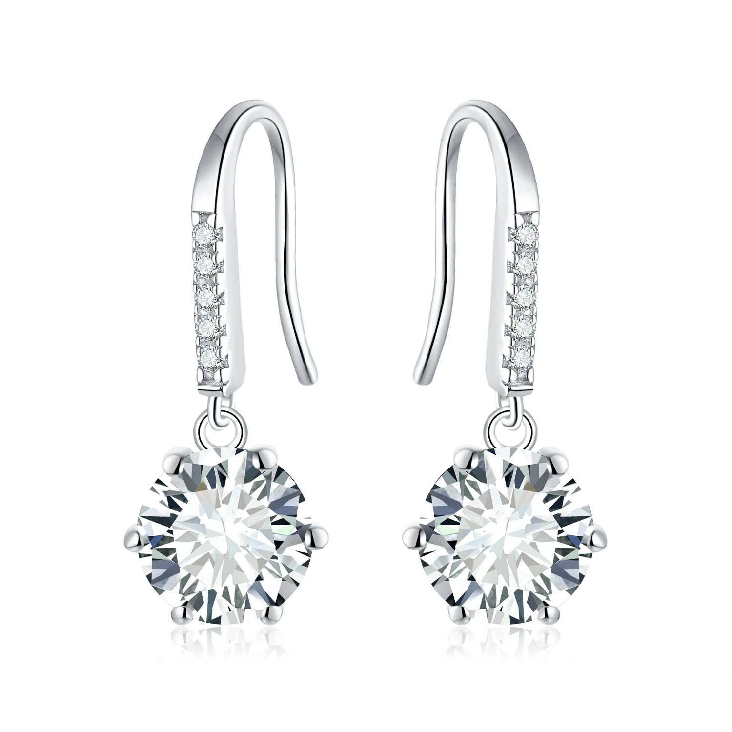 1CT ROUND CUT MOISSANITE DROP EARRINGS IN STERLING SILVER
