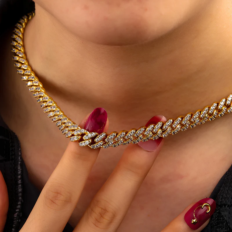 8MM MOISSANITE MIAMI CUBAN LINK CHAIN NECKLACE/BRACELET IN STERLING SILVER