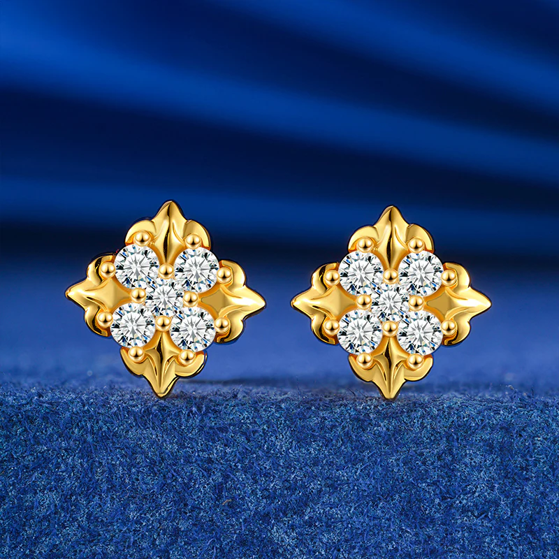 CLASSIC MOISSANITE DIAMOND IRIS STUD EARRINGS IN STERLING SILVER