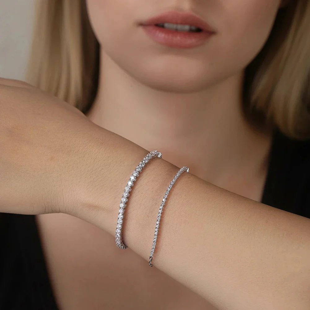 CLASSIC MOISSANITE TENNIS SLIDER BRACELET IN STERLING SILVER - Image 2