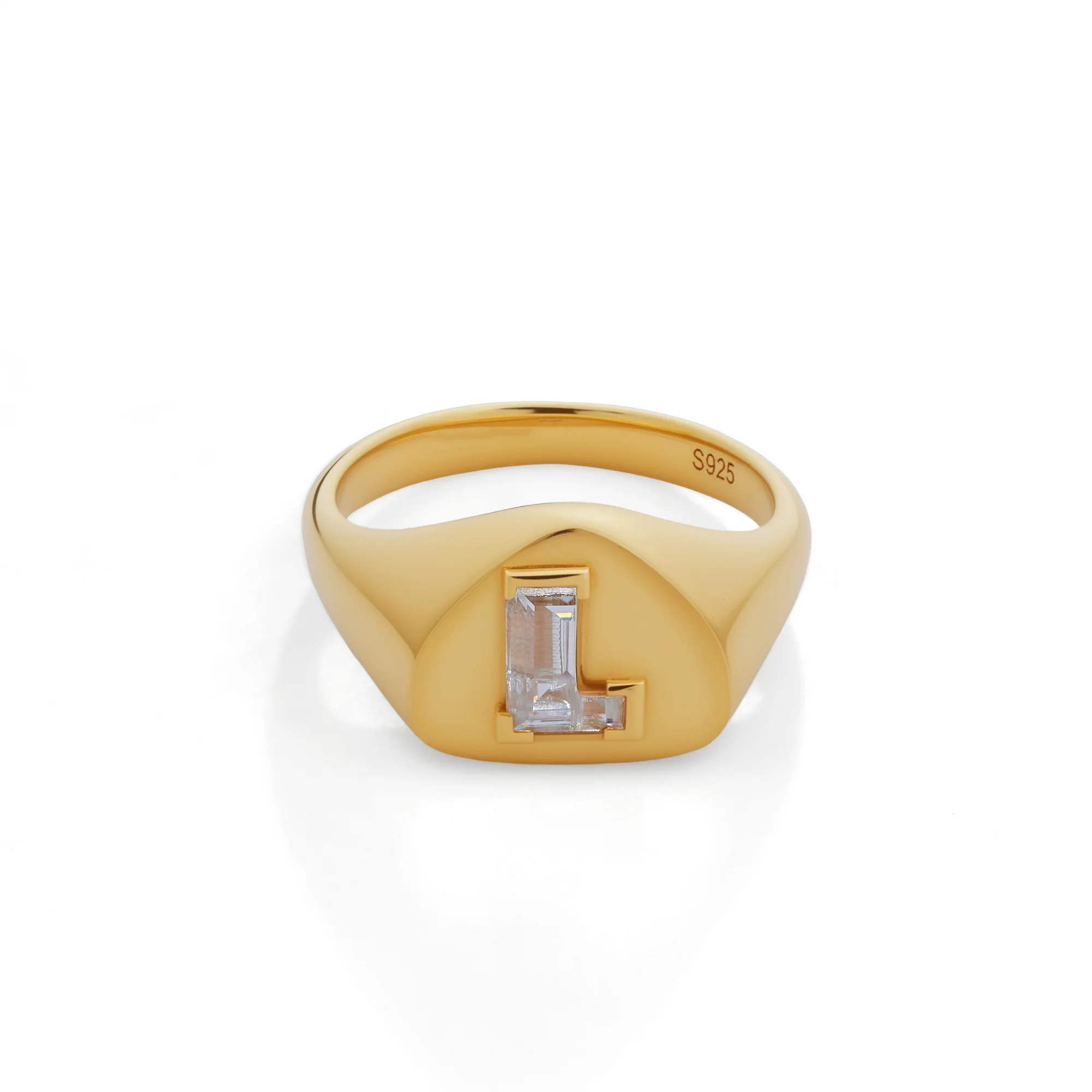 CUSTOM INITIAL MOISSANITE RING IN STERLING SILVER