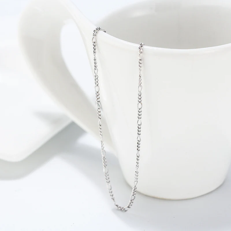 DIAMOND CUT FIGARO LINK CHAIN IN STERLING SILVER - Image 2