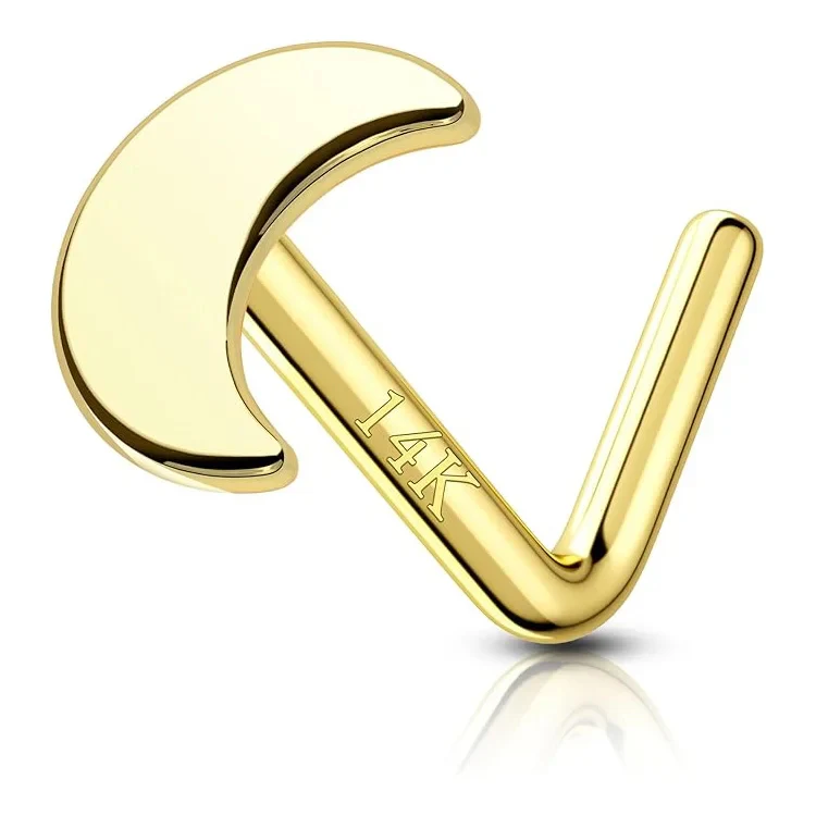 HALF MOON L BEND NOSE RING IN SOLID GOLD - Image 2