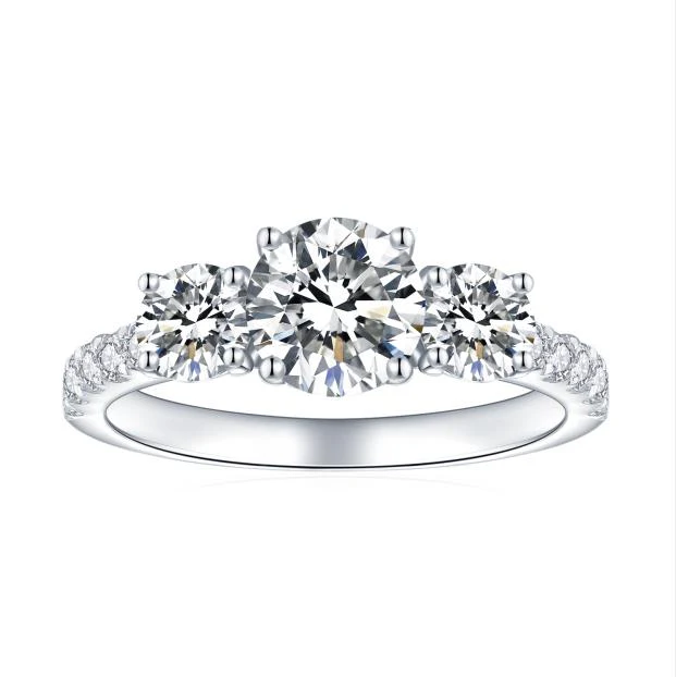 IE00247 6.5MM MOISSANITE DIAMOND ROUND ETERNITY BAND RING IN STERLING SILVER