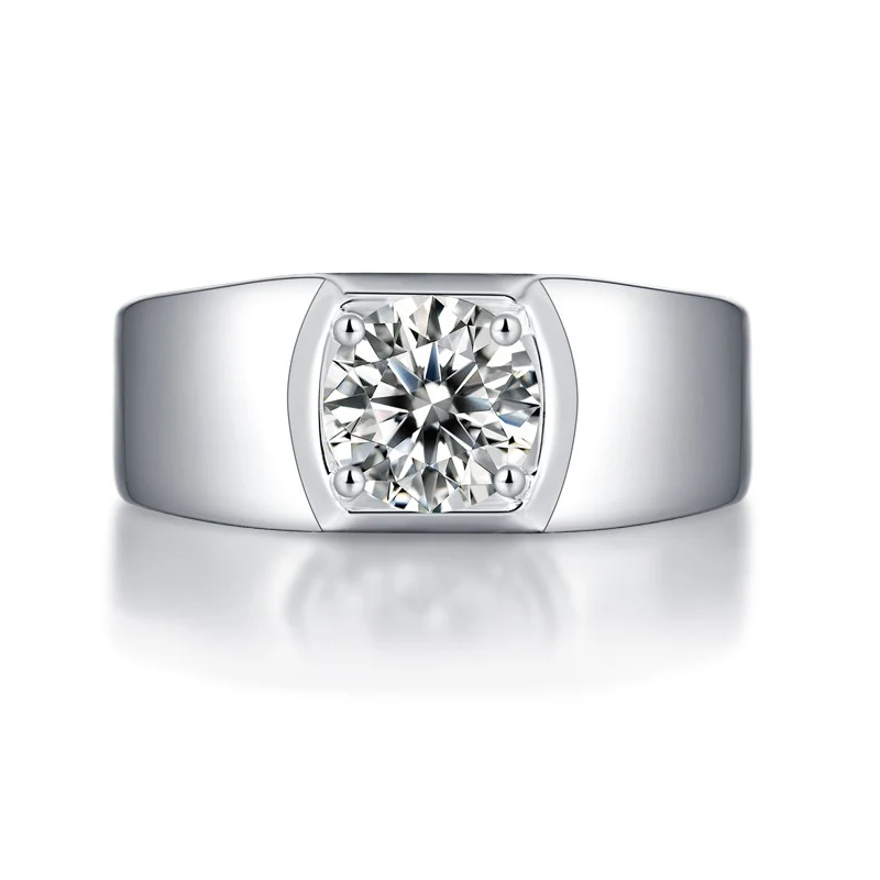 IE0058 3CT ROUND CUT MOISSANITE DIAMOND SIGNET RING IN STERLING SILVER