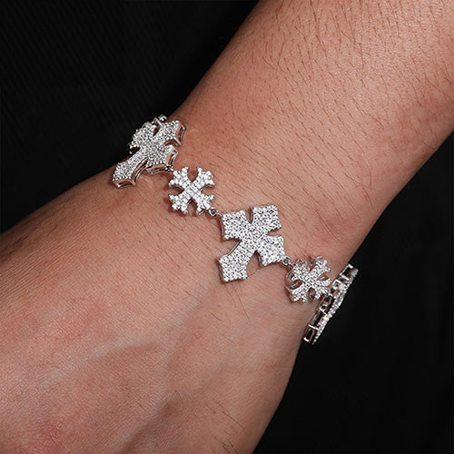 IE0173 MOISSANITE CROSS BRACELET IN STERLING SILVER