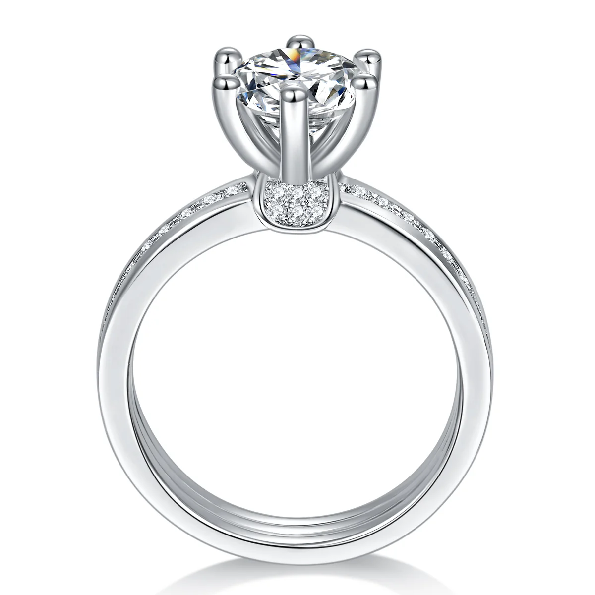 IE0227 2CT ROUND CUT MOISSANITE ENGAGEMENT RING IN STERLING SILVER - Image 6