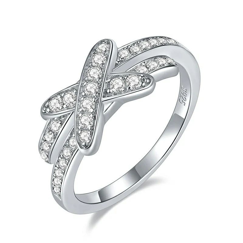 IE3004 KNOT MOISSANITE ENGANGEMENT RING IN STERLING SILVER