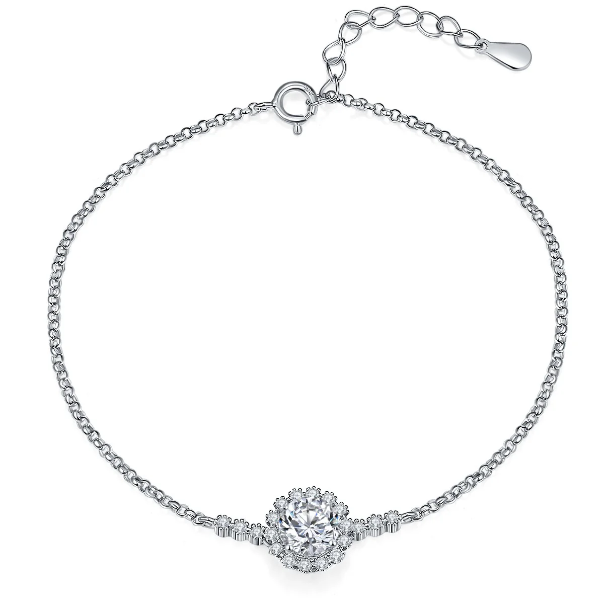 IE6008 ROUND BRILLIANT CUT MOISSANITE BRACELET IN STERLING SILVER