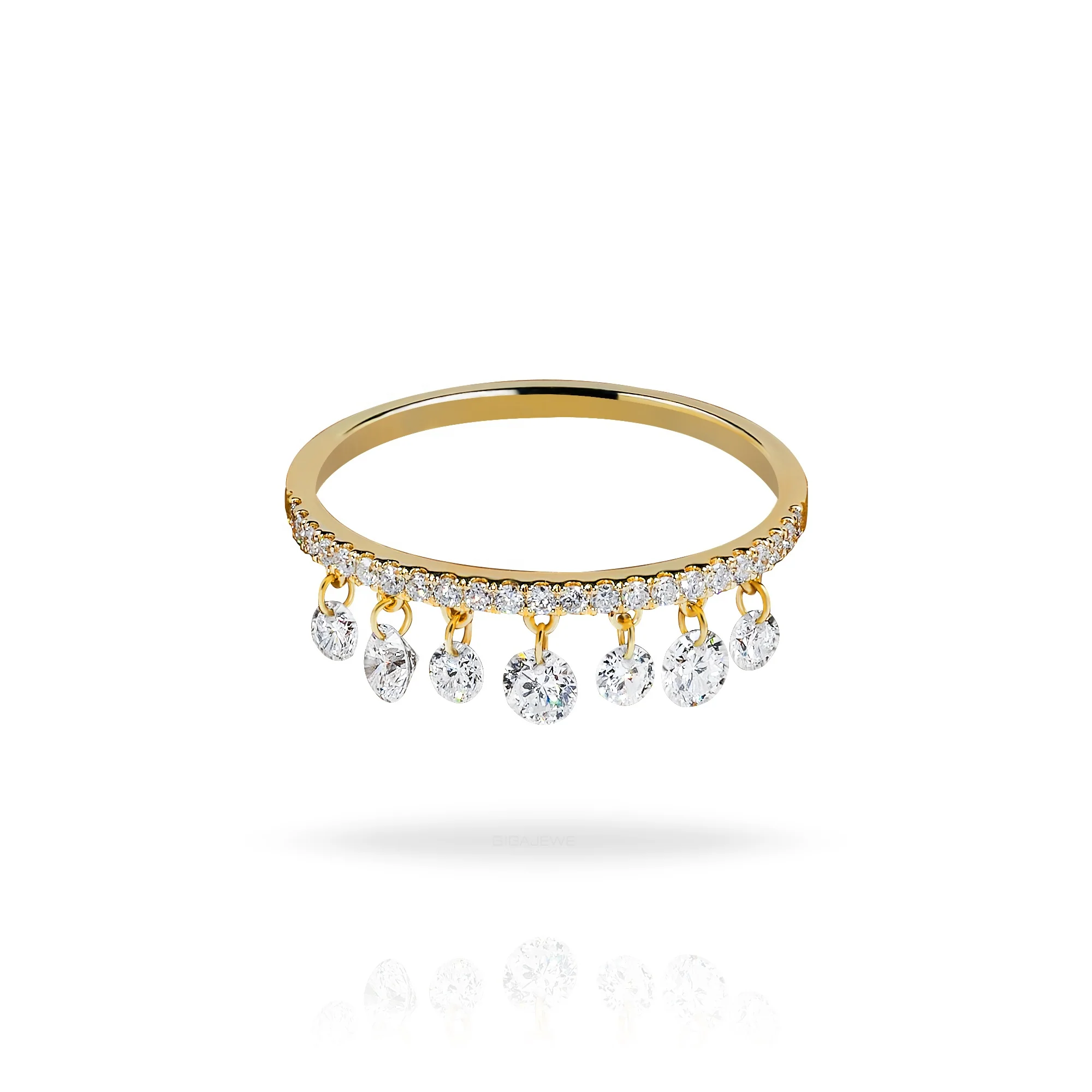 LAB DIAMOND PAVÉ MULTI DROP BAND RING IN SOLID GOLD