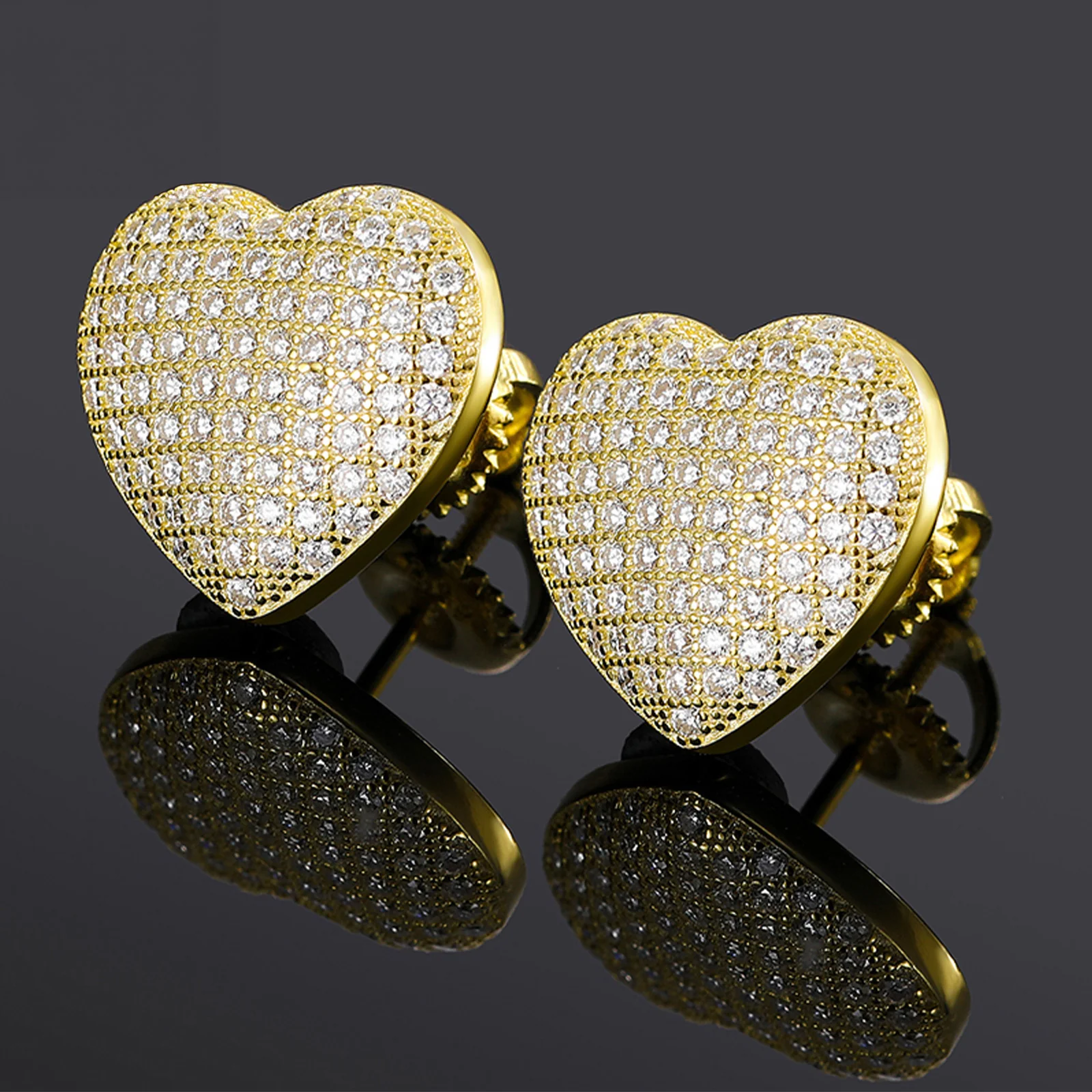 MICRO PAVED MOISSANITE DIAMOND HEART STUD EARRINGS IN STERLING SILVER
