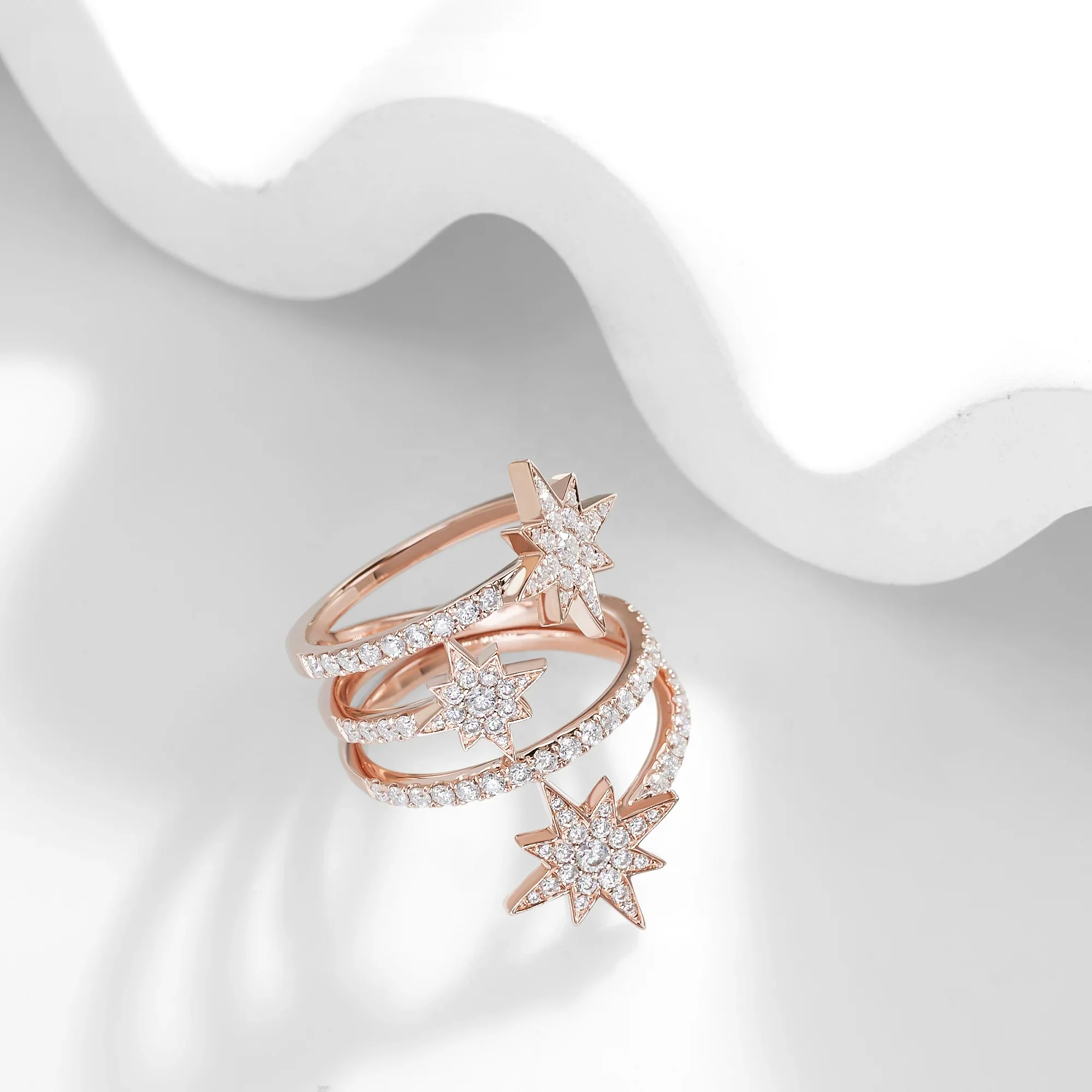 MOISSANITE CELESTIAL ORBIT RING IN SOLID GOLD