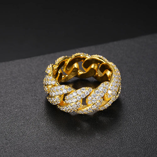 MOISSANITE CUBAN BAND RING IN STERLING SILVER - Image 3
