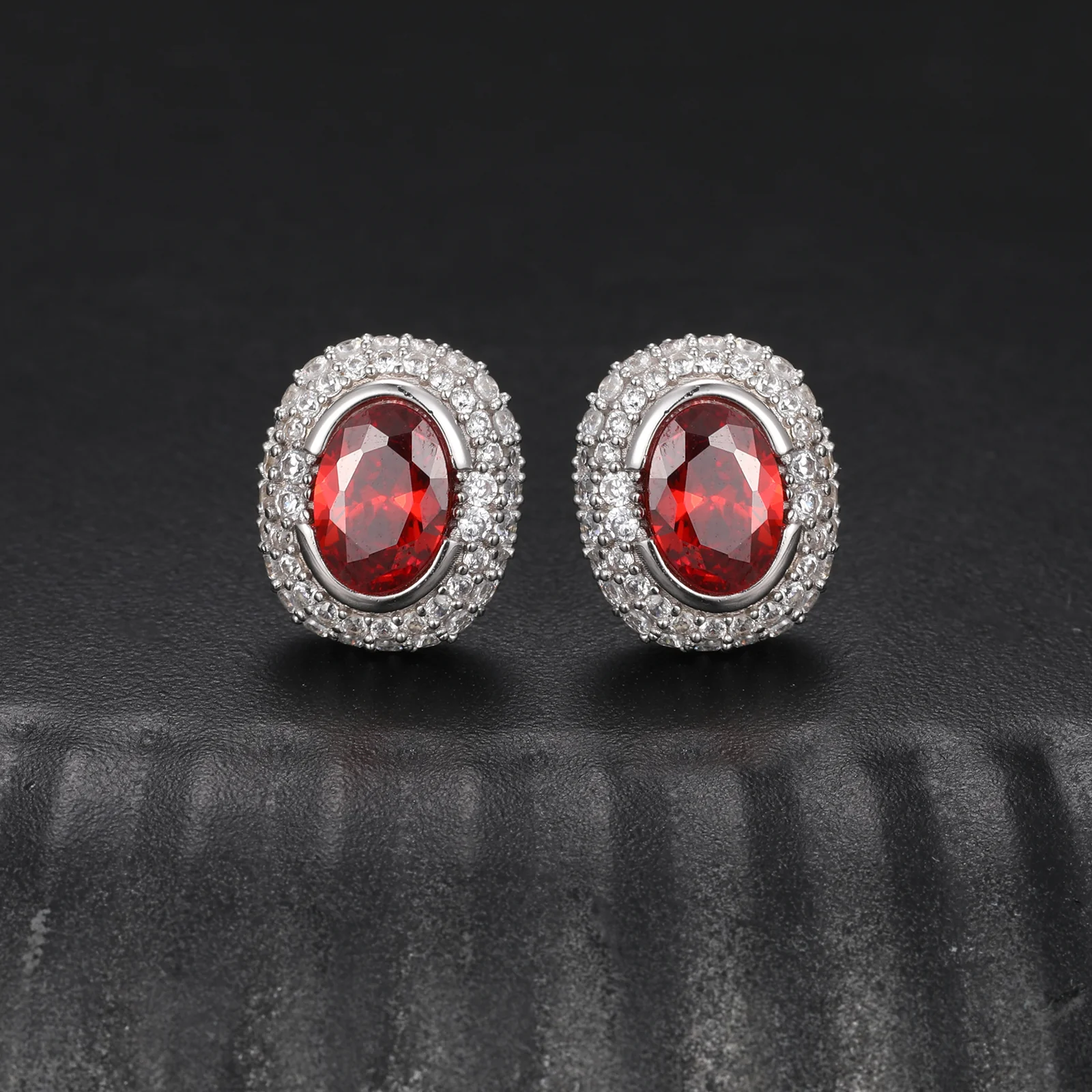 MOISSANITE DIAMOND OVAL CUT CZ STUD EARRINGS IN STERLING SILVER - Image 5