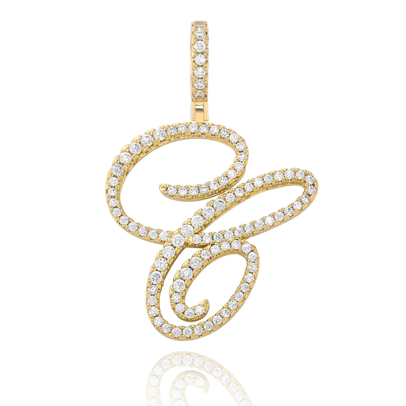 MOISSANITE DIAMOND CURSIVE INITIAL LETTER CHARM PENDANT NECKLACE IN STERLING SILVER - Image 13