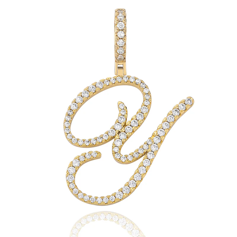 MOISSANITE DIAMOND CURSIVE INITIAL LETTER CHARM PENDANT NECKLACE IN STERLING SILVER - Image 32