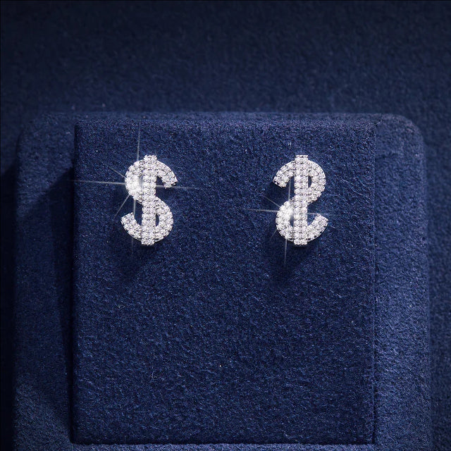 MOISSANITE DIAMOND DOLLAR STUD EARRING IN STERLING SILVER