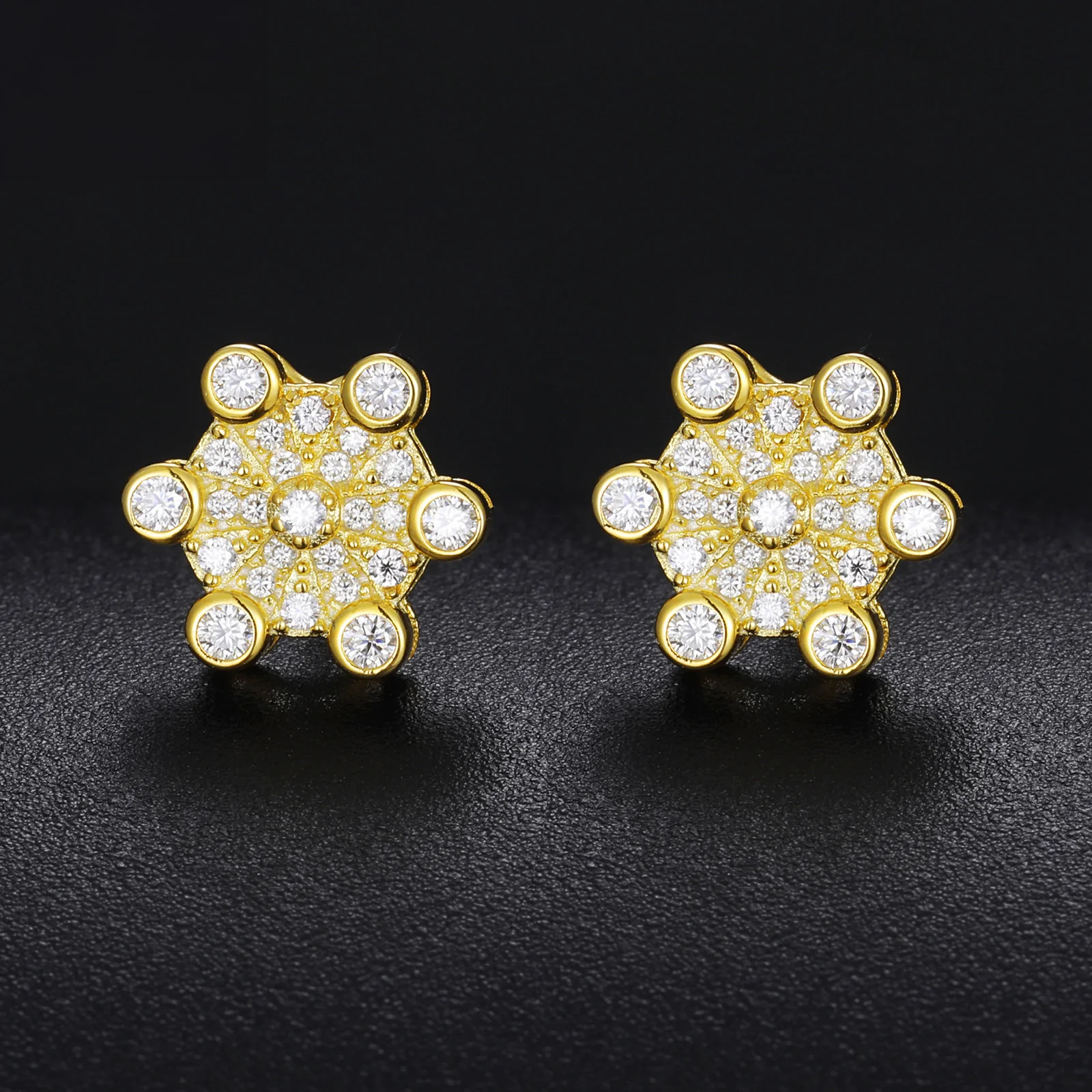 MOISSANITE DIAMOND FERRIS WHEEL SCREW BACK STUD EARRINGS IN STERLING SILVER