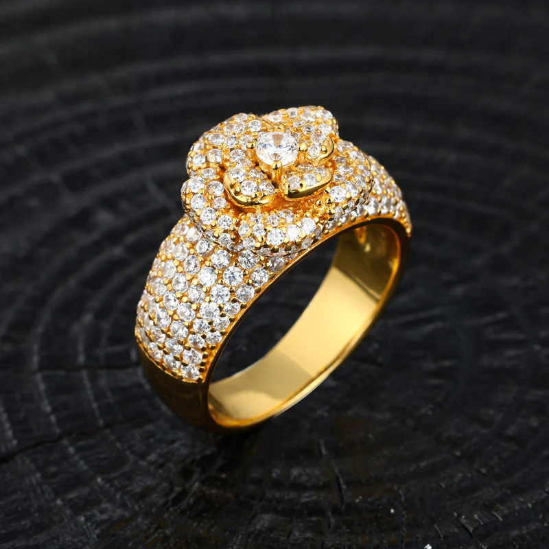 MOISSANITE DIAMOND ICED OUT ENGAGEMENT RING IN STERLING SILVER