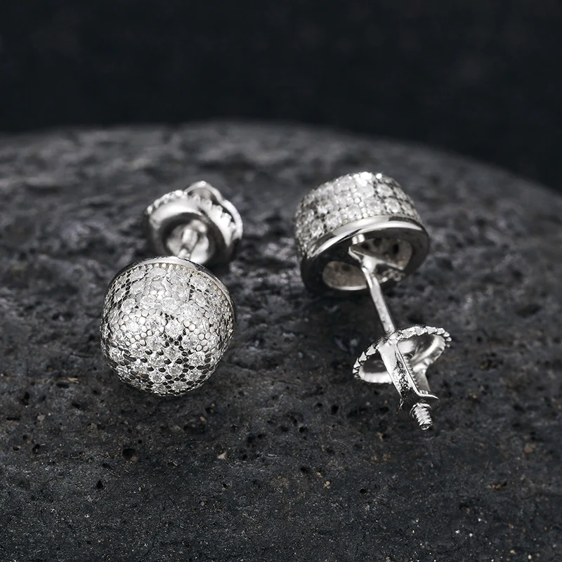 MOISSANITE DIAMOND ROUND EAR STUD EARRINGS IN STERLING SILVER