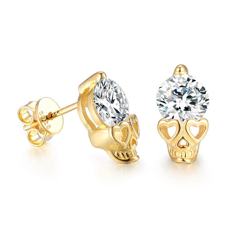 MOISSANITE HEART GHOST STUD EARRINGS IN STERLING SILVER