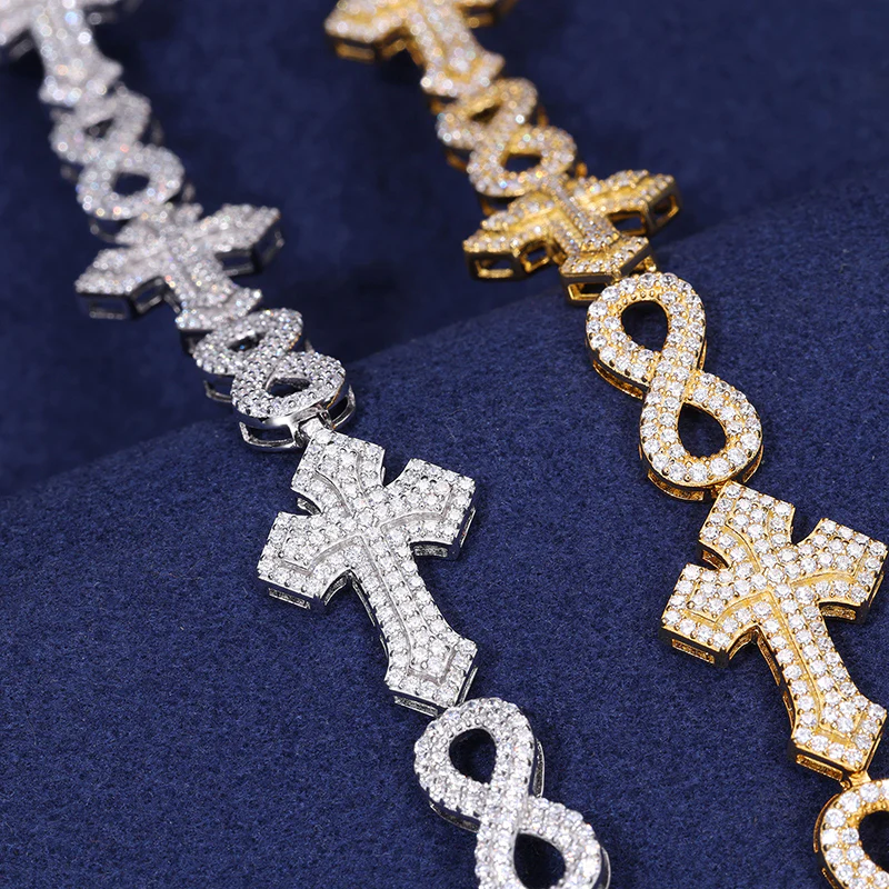 MOISSANITE INFINITY CROSS BRACELET IN STERLING SILVER - Image 2