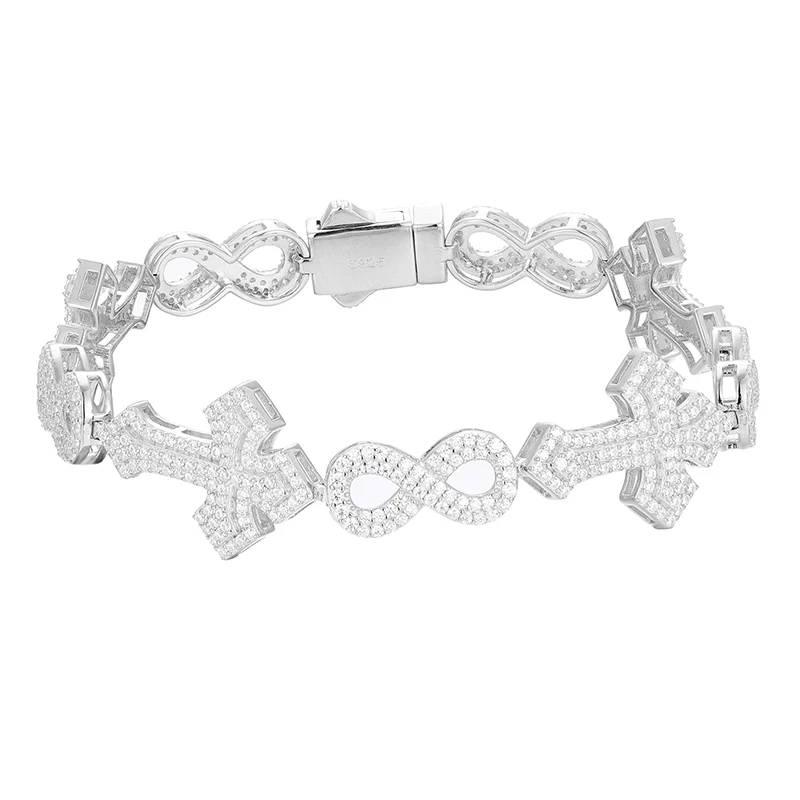 MOISSANITE INFINITY CROSS BRACELET IN STERLING SILVER - Image 5