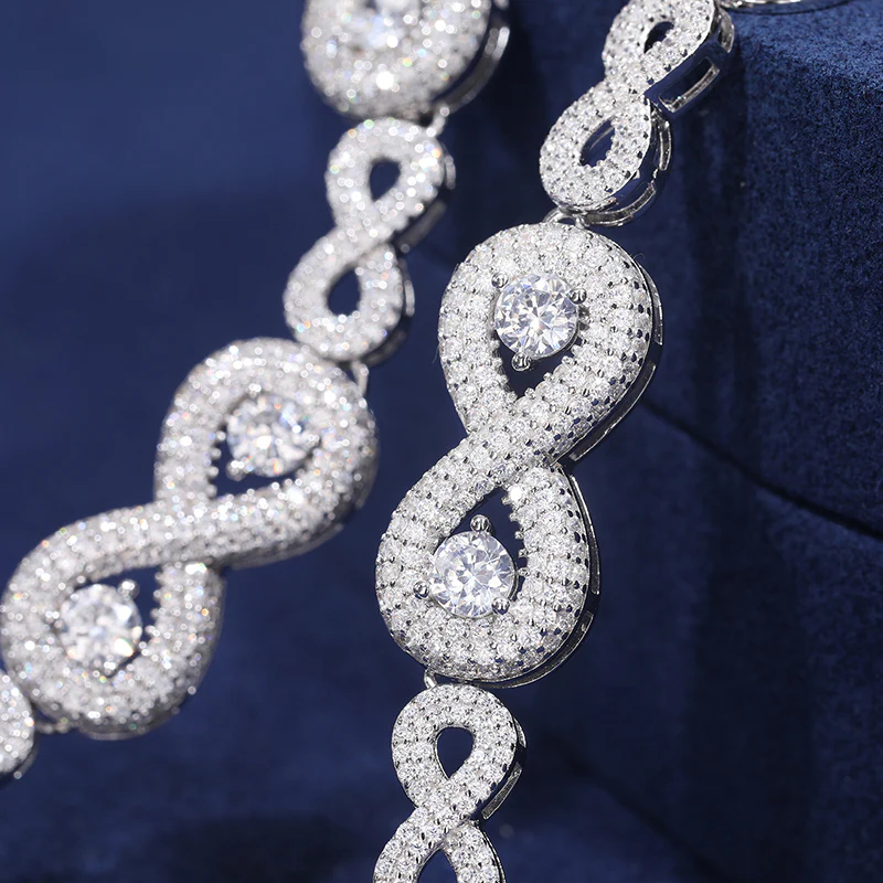 MOISSANITE INFINITY SYMBOL CUBAN LINK CHAIN NECKLACE/BRACELET IN STERLING SILVER - Image 3
