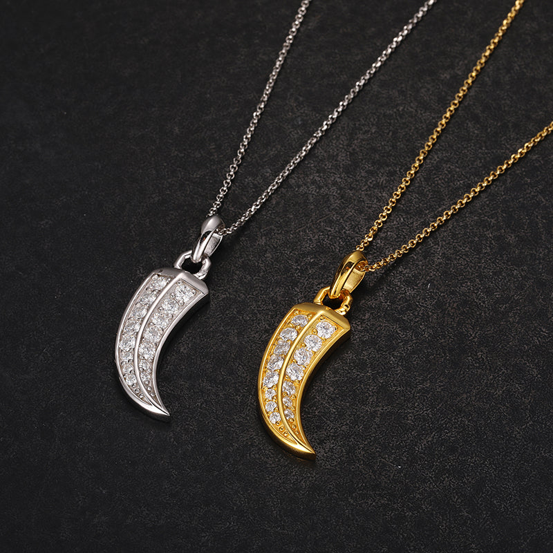 MOISSANITE ITALIAN HORN PENDANT NECKLACE IN STERLING SILVER - Image 4