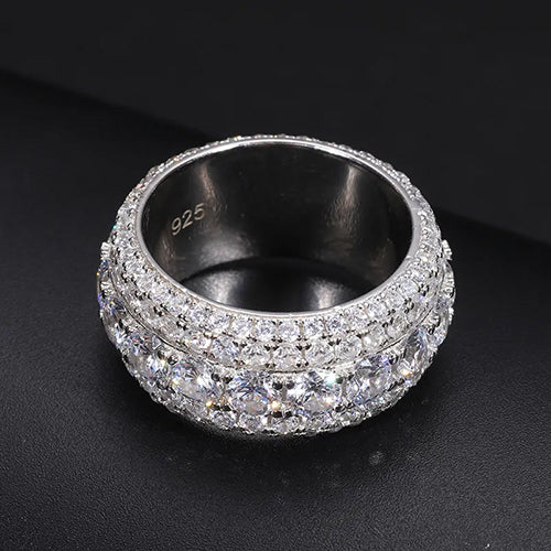 MOISSANITE MULTI LAYER BAND RING IN STERLING SILVER - Image 4