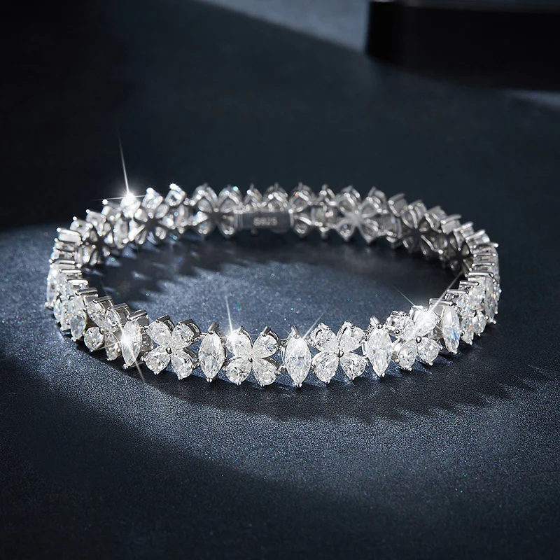 PEAR MARQUISE CUT MOISSANITE BRACELET IN STERLING SILVER