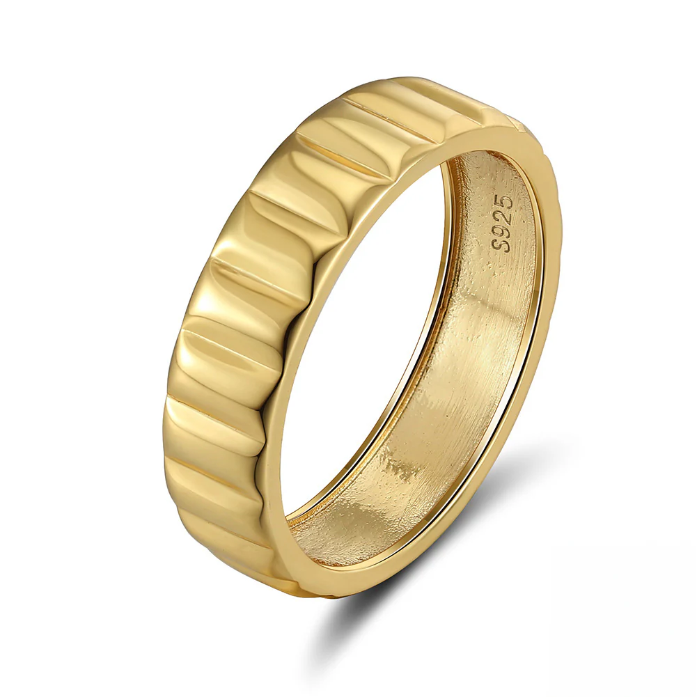 RIBBED TWISTED SIGNET BAND RING IN STERLING SILVER - Image 5