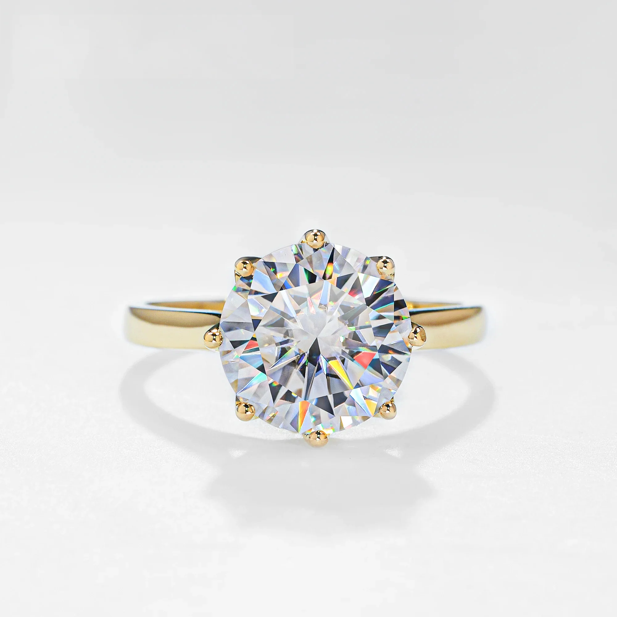 ROUND CUT MOISSANITE ETERNAL GLOW RING IN SOLID GOLD