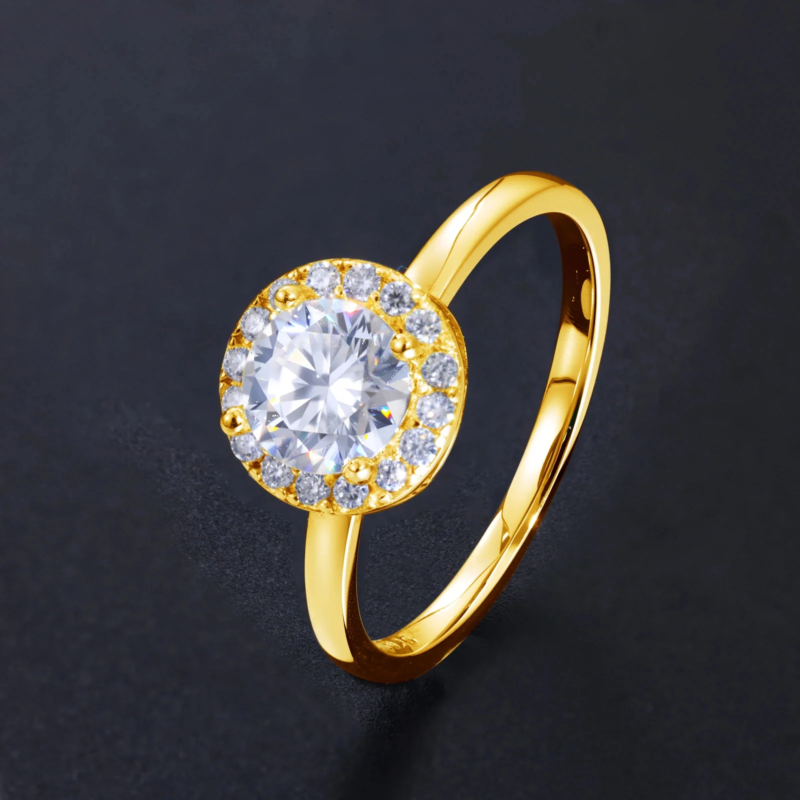 ROUND HALO MOISSANITE ENGAGEMENT RING IN STERLING SILVER
