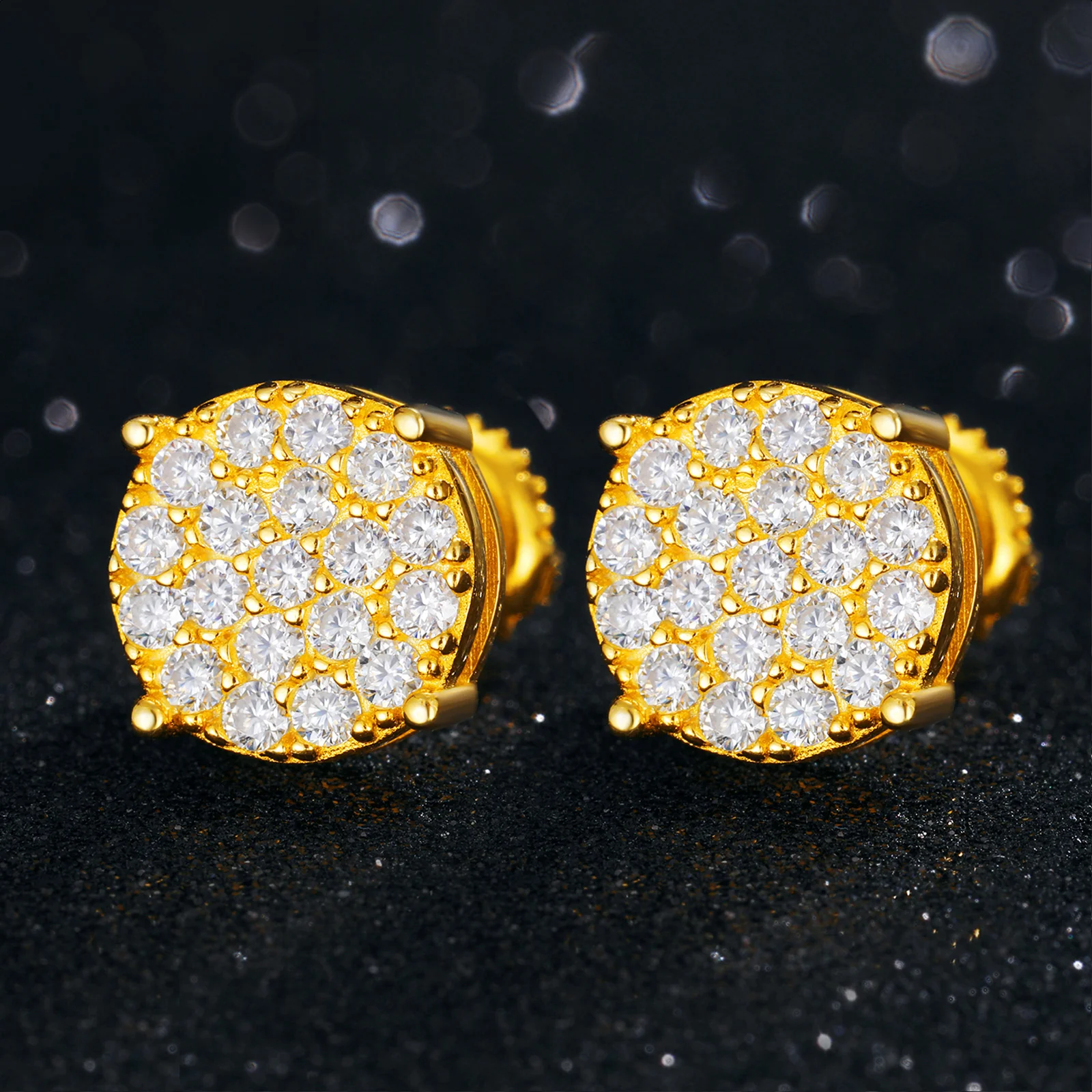 ROUND MOISSANITE DIAMOND STUD EARRINGS IN STERLING SILVER
