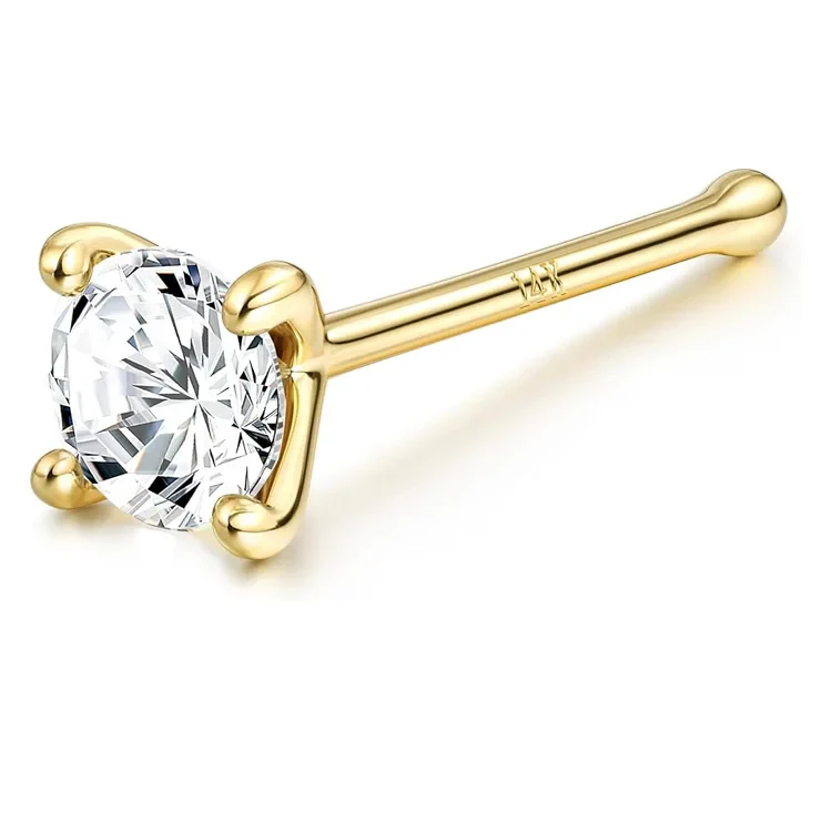 STRAIGHT NOSE RING STUD IN SOLID GOLD