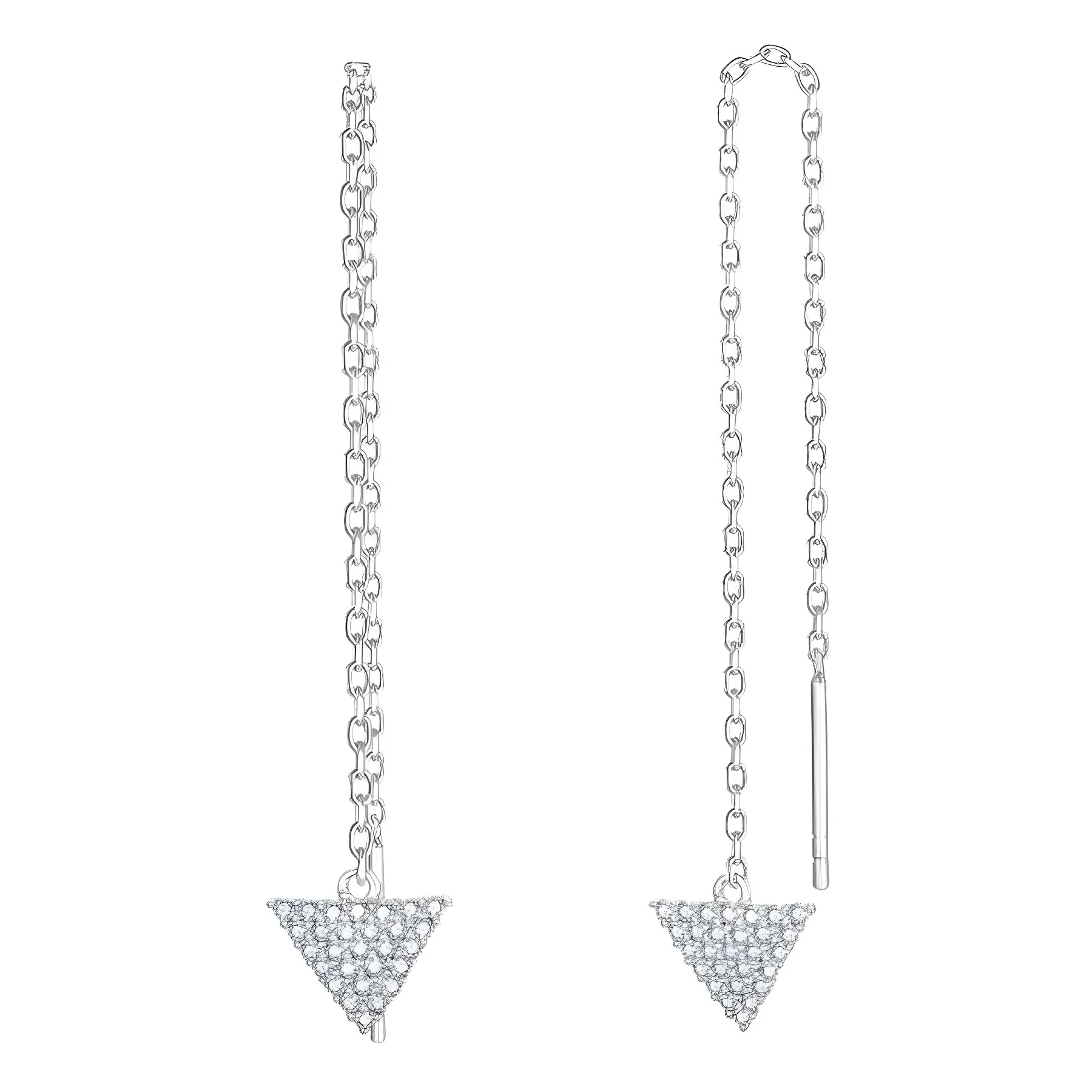 TRIANGLE SHAPE MOISSANITE DROP EARRINGS IN STERLING SILVER